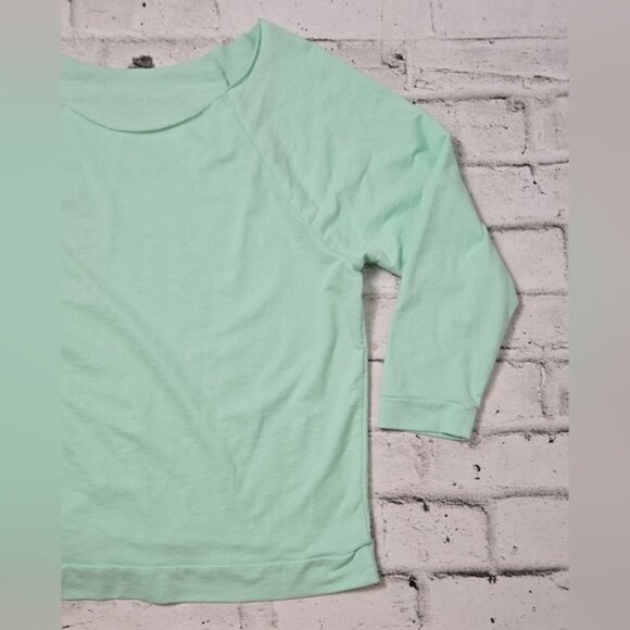 Next Level French Terry 3/4-Sleeve Raglan Pullover Raw Edge Neck - Mint Green - Picture 5 of 10